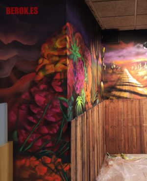 Mural Mexicano Restaurante La Malinche Girona Flores 300x100000